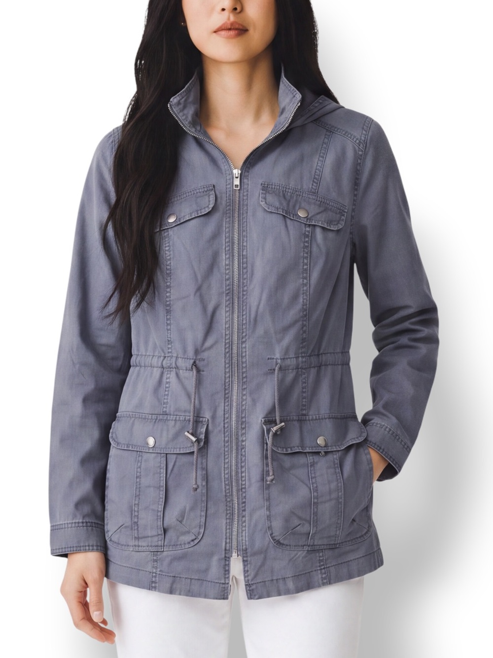 4/$20 Mossimo Supply Co Blue Gray Hooded Utility Field Jacket Drawstring Medium